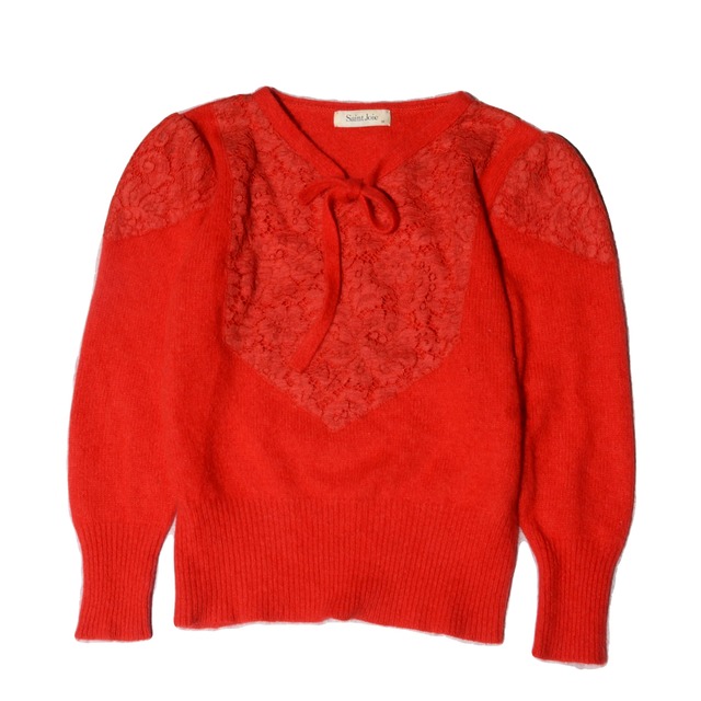 80's vintage (JP)  naigai saint joie    lace panel red knit