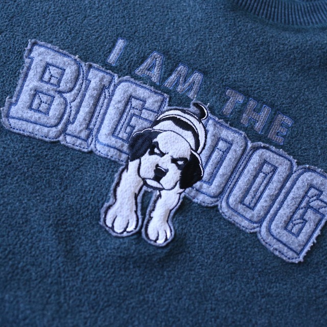 "BIG DOGS" front logo design over silhouette fleece sweatshirt