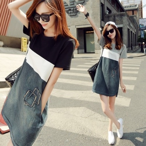 ワンピース レディース デニムワンピース ミニ丈 ショート丈 Tシャツ シャツ ミニスカート 韓国 ファッション オルチャン大人 大人可愛い 春 夏 半袖  5分袖 カジュアル オシャレ 楽ちん 韓国風 細身 ストレート 韓国ファッション ワンピ 切り替え デニム 着痩せ オシャレ 新品 大人可愛い 10代 20代 学生 お出かけ 休日 普段使い インスタ映え 白 黒 ブラック ホワイト モノトーン