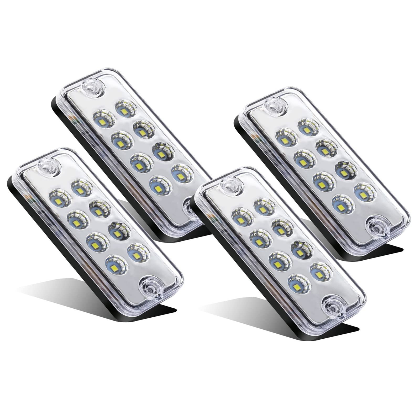 サイドマーカー ランプ 12V/24Vトラック LEDライト 高輝度 防水 8連 LED 車用 カスタム 電飾 パーツ トレーラー ローリー バス デコトラ イルミネーション 4個 (白)