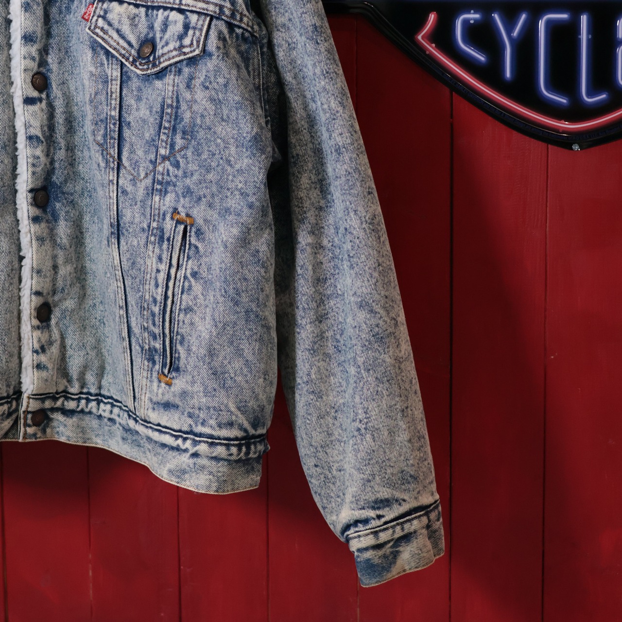 80s USA製　Levi’s 70609 ボアデニムジャケット　ウォッシュブルー　L リーバイス