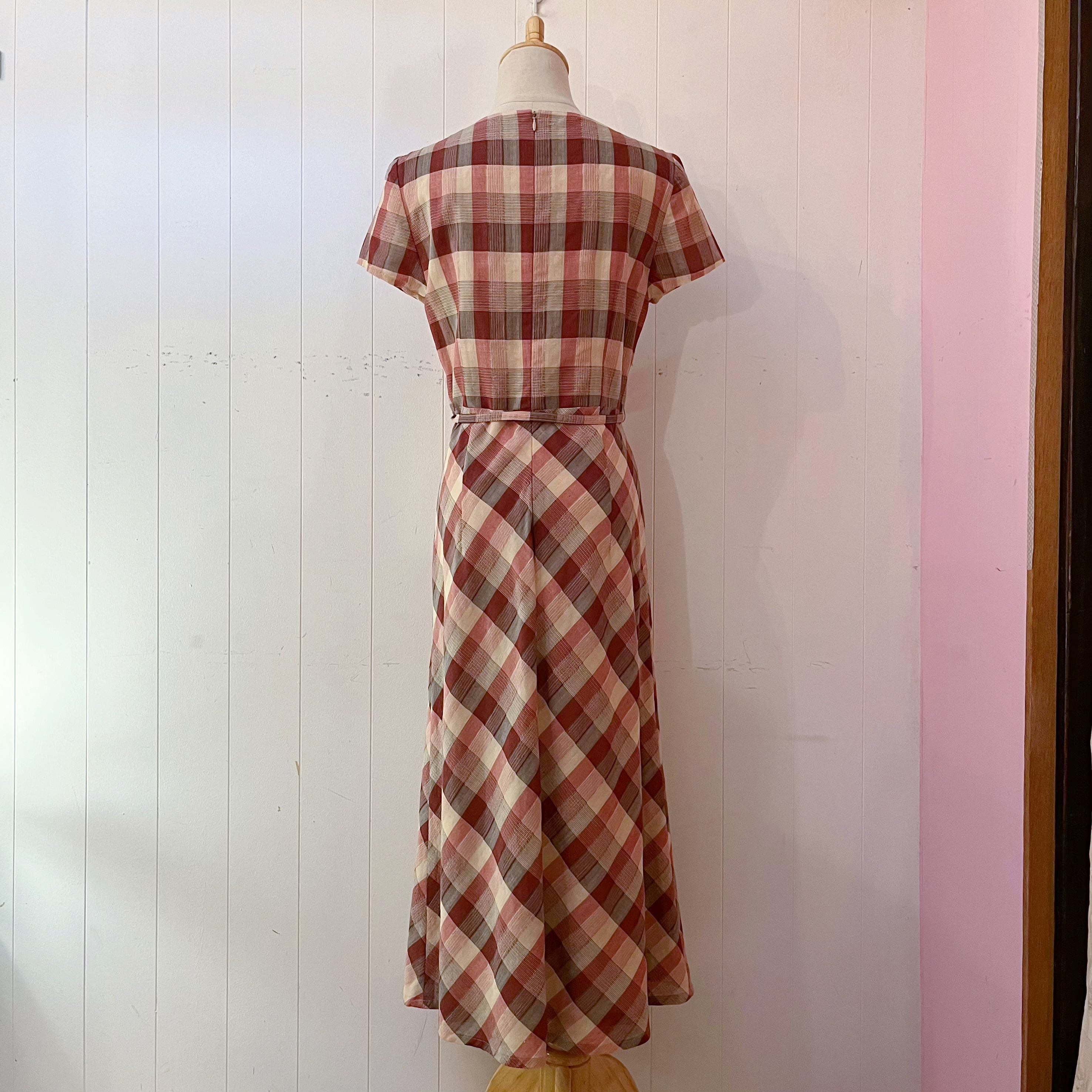 autumn block check one-piece