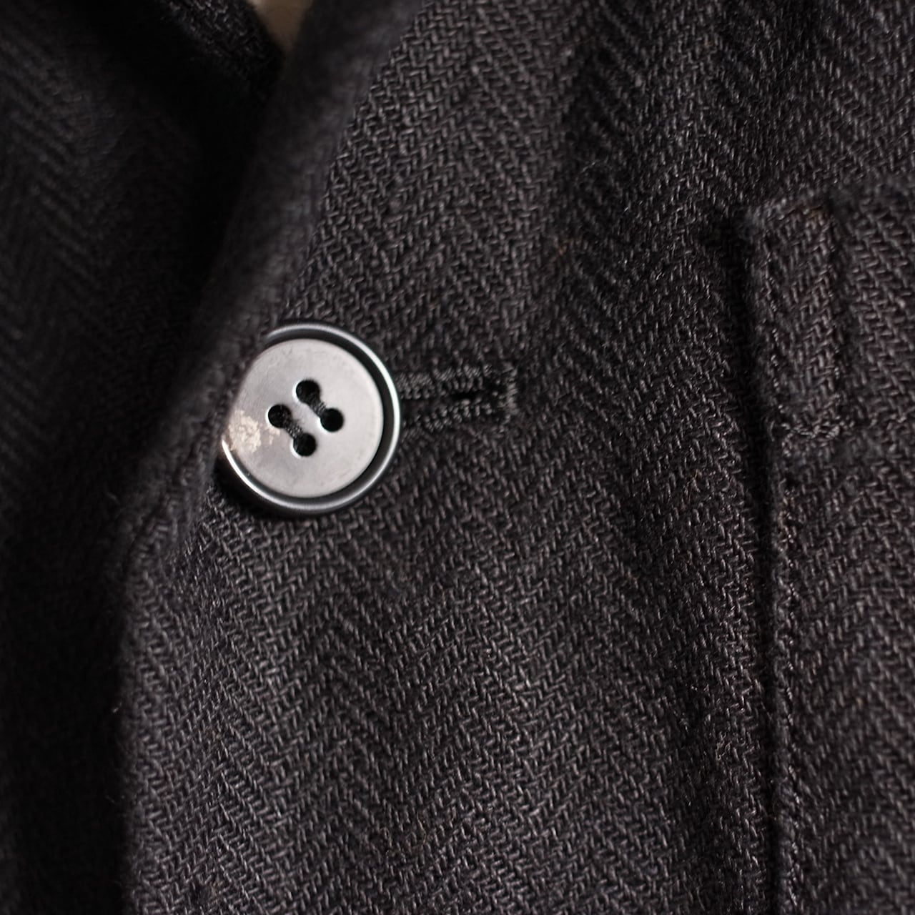 unisex coat jacket／herringbone linen〈black〉 | SALUÉ