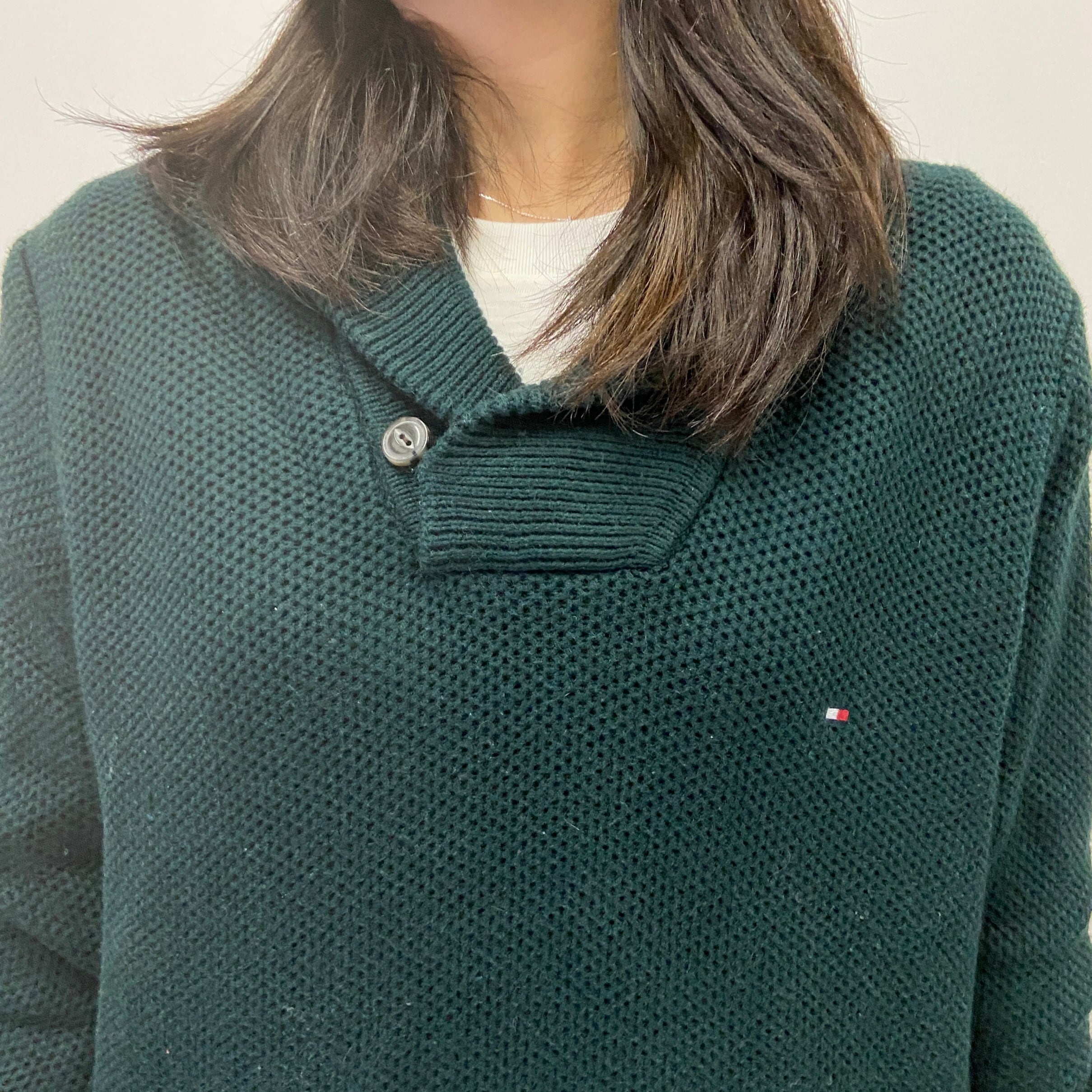 即決】TOMMY HILFIGER トミーヒルフィガー ショールカラー ニット 