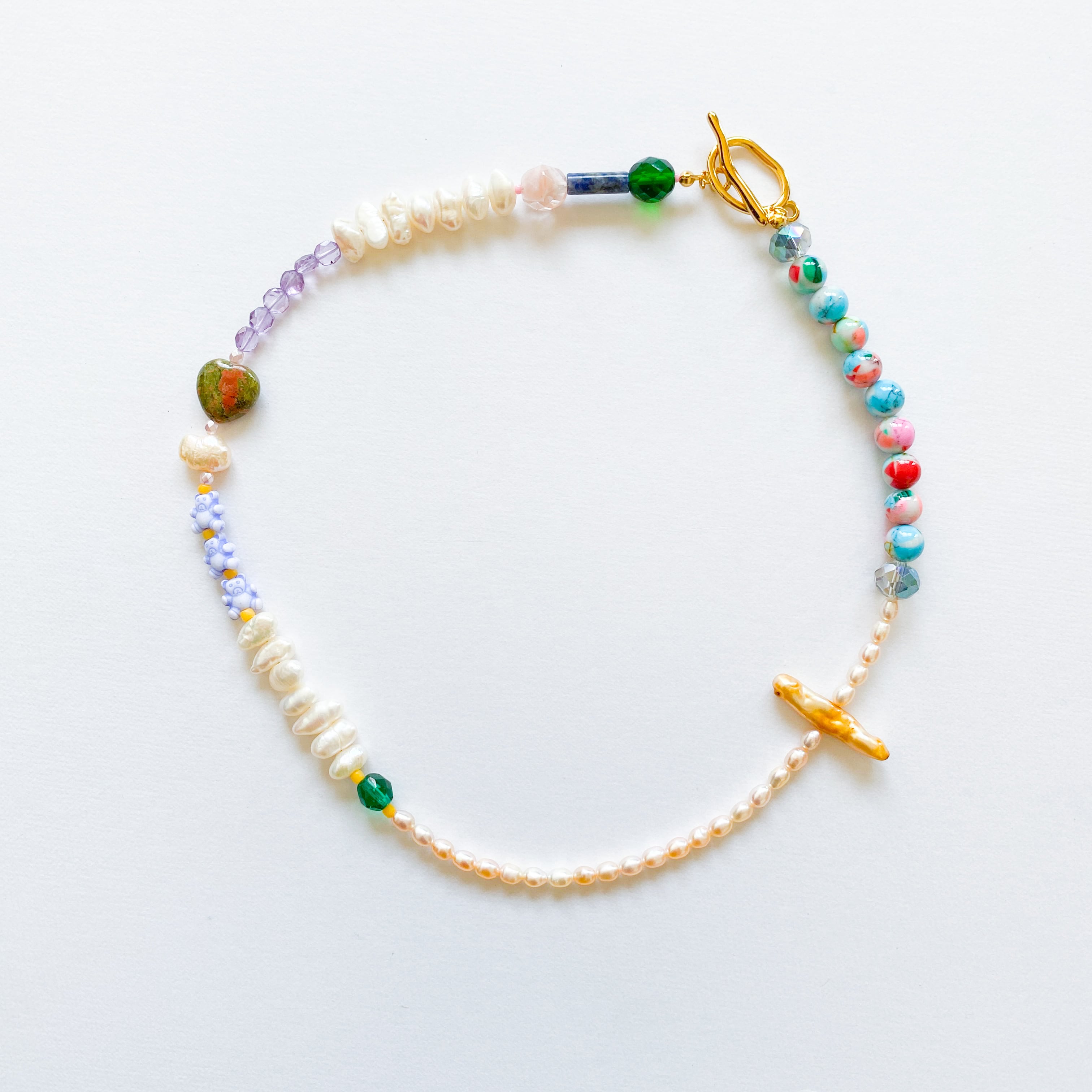 淡水パールとビーズのネックレス(たまに天然石）