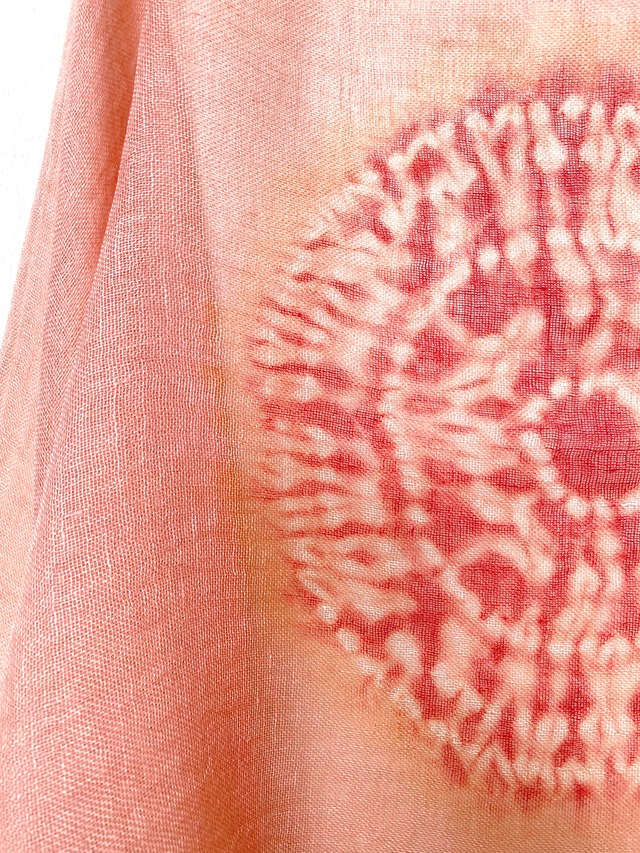 オーガニックリネンストール～唐松絞り（満月染め）