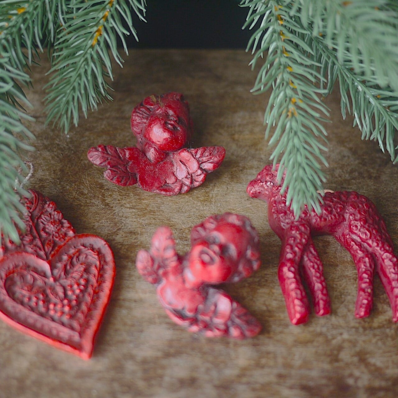 赤い蝋飾り ワックスオーナメント ドイツ