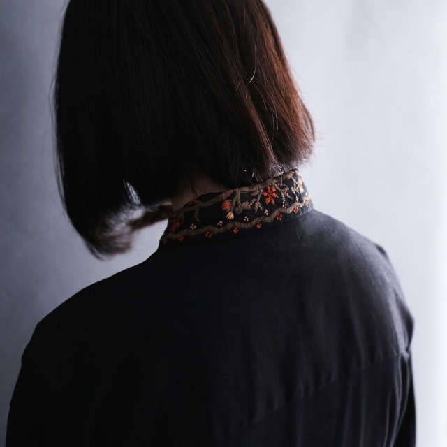 flower embroidery design l/s mode shirt