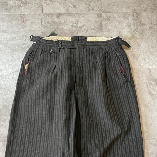 30-40s フレンチワーク ストライプ ブラック パンツ W31 詳細写真3
