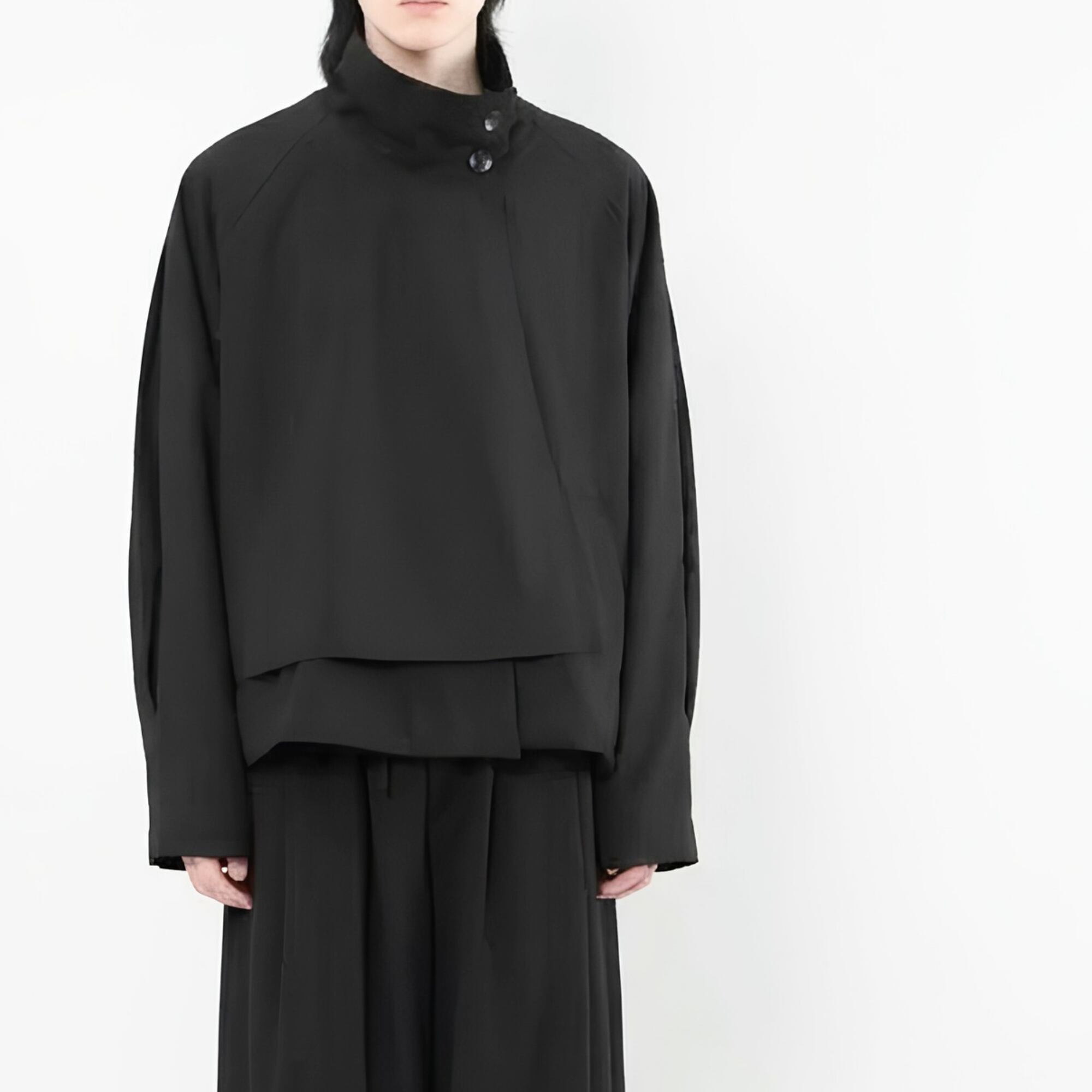 【ORV0085】Stand-Collar Oversized Jacket, Irregular Short Coat