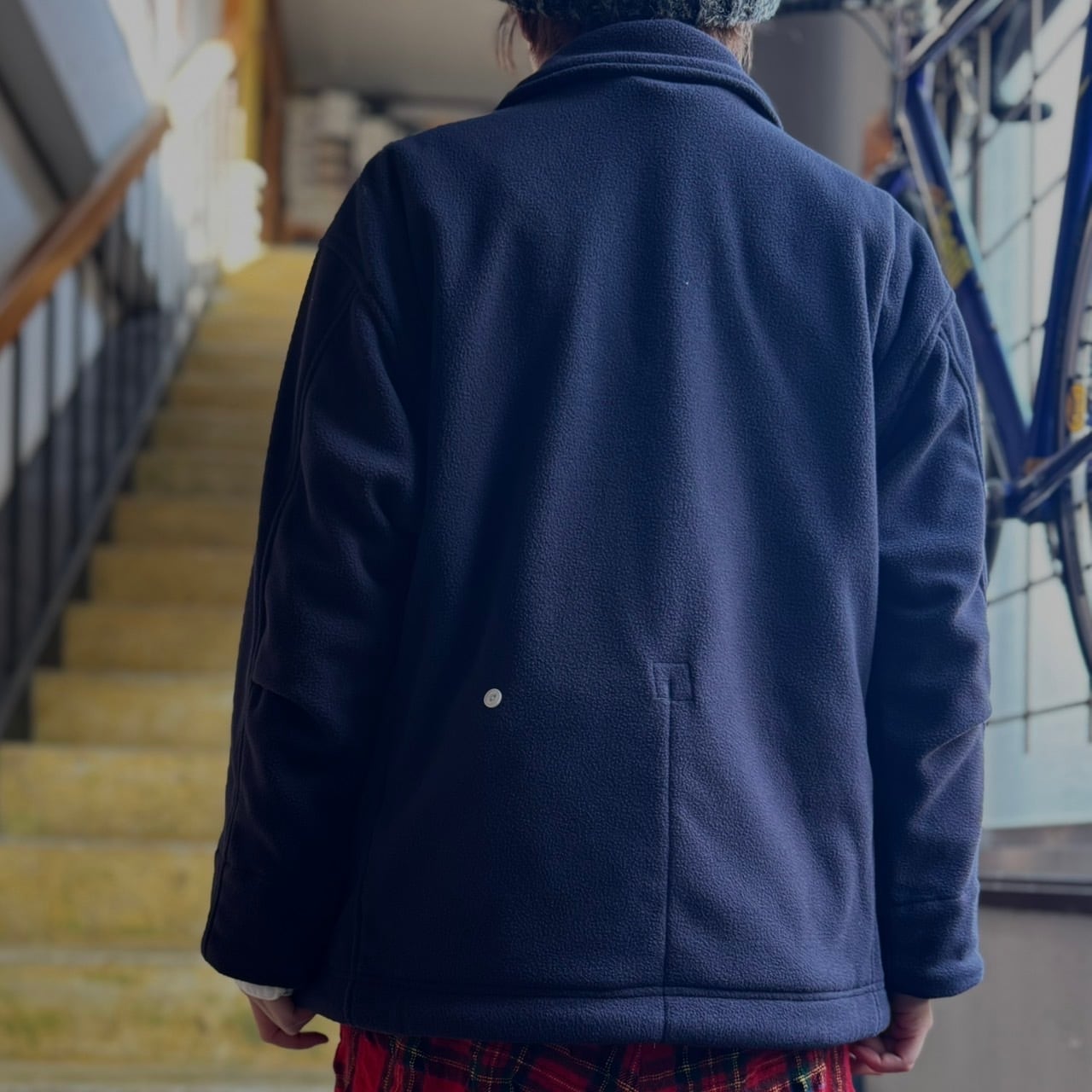 快晴堂 - HAYATE ・軽くあたたかいフリース／丸衿ジャケット（ネイビー