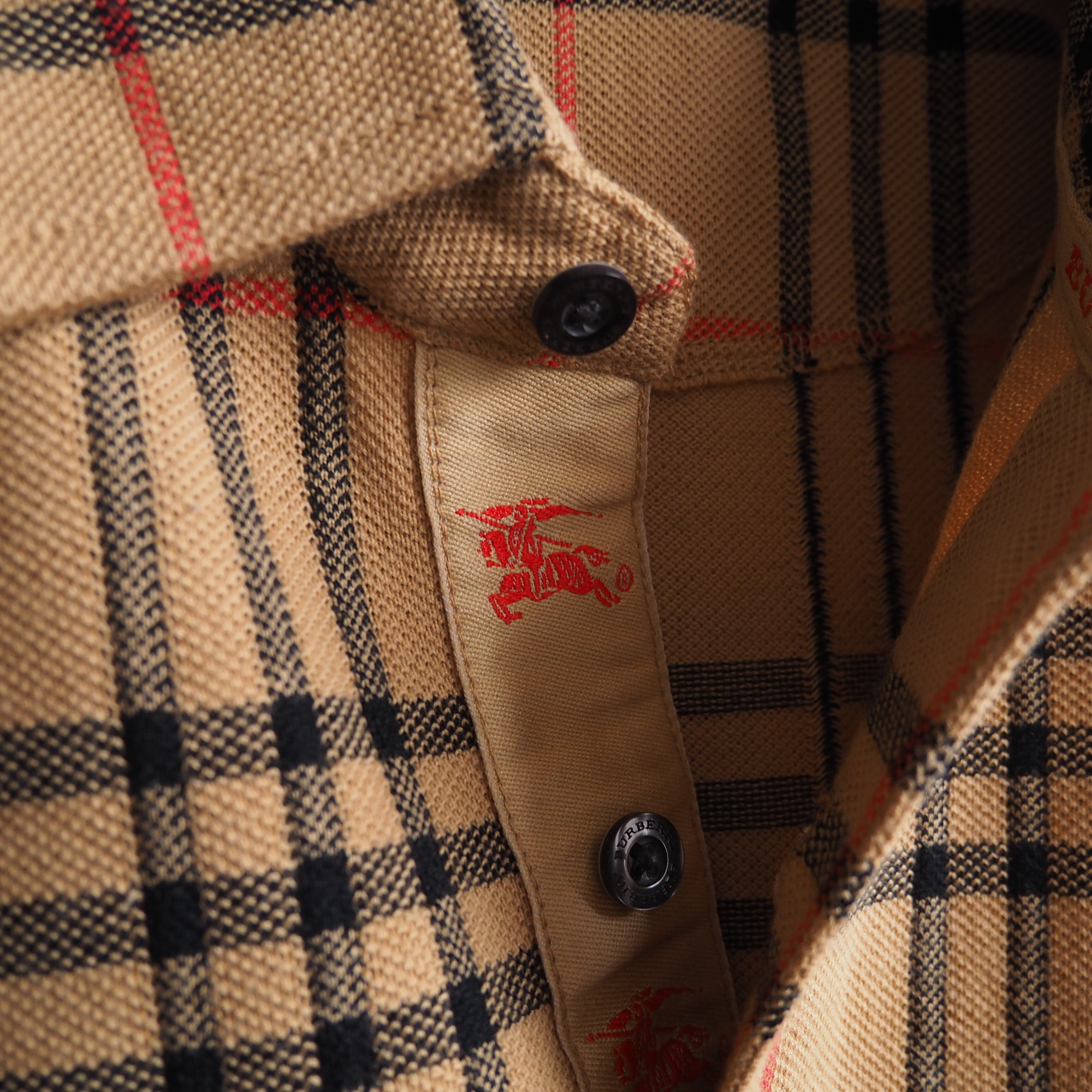 1990s ” Old BURBERRY ” Nova check Camel color vintage cotton polo shirt