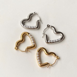 12/26(金)21時新色追加*ハート ミニパール ライン ピアス MP1004