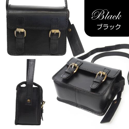 Cotelac コテラック 黒×光沢ブルーのミニショルダー 牛革 ミニポシェット Cotelac コテラック 黒×光沢ブルーのミニショルダー 牛革 ミニ