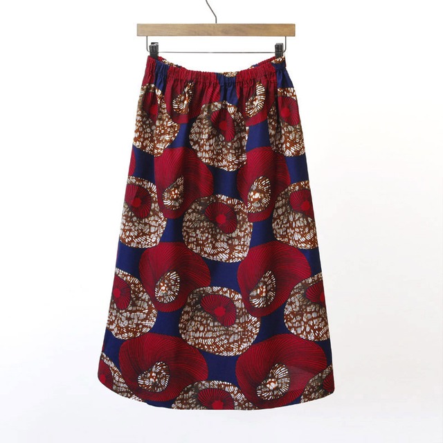 アフリカ布のギャザースカート（ フラワー ）アフリカンプリント アフリカンファブリック
