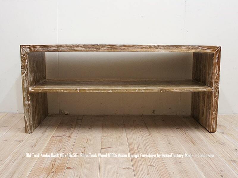 オールドチーク無垢材 オーディオラック 幅110cm × 奥行40cm × 高さ