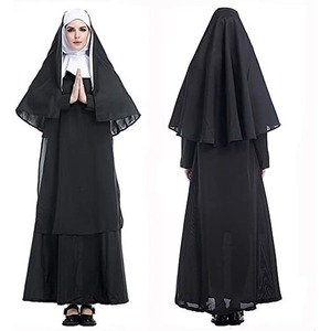 【努力特価】[GIYOMI] シスター服 ハロウィン コスプレ衣装 修道女仮装服 修道服 シスターコスチューム レディース キリスト教衣装 十字架付き 演出服 2タイプ