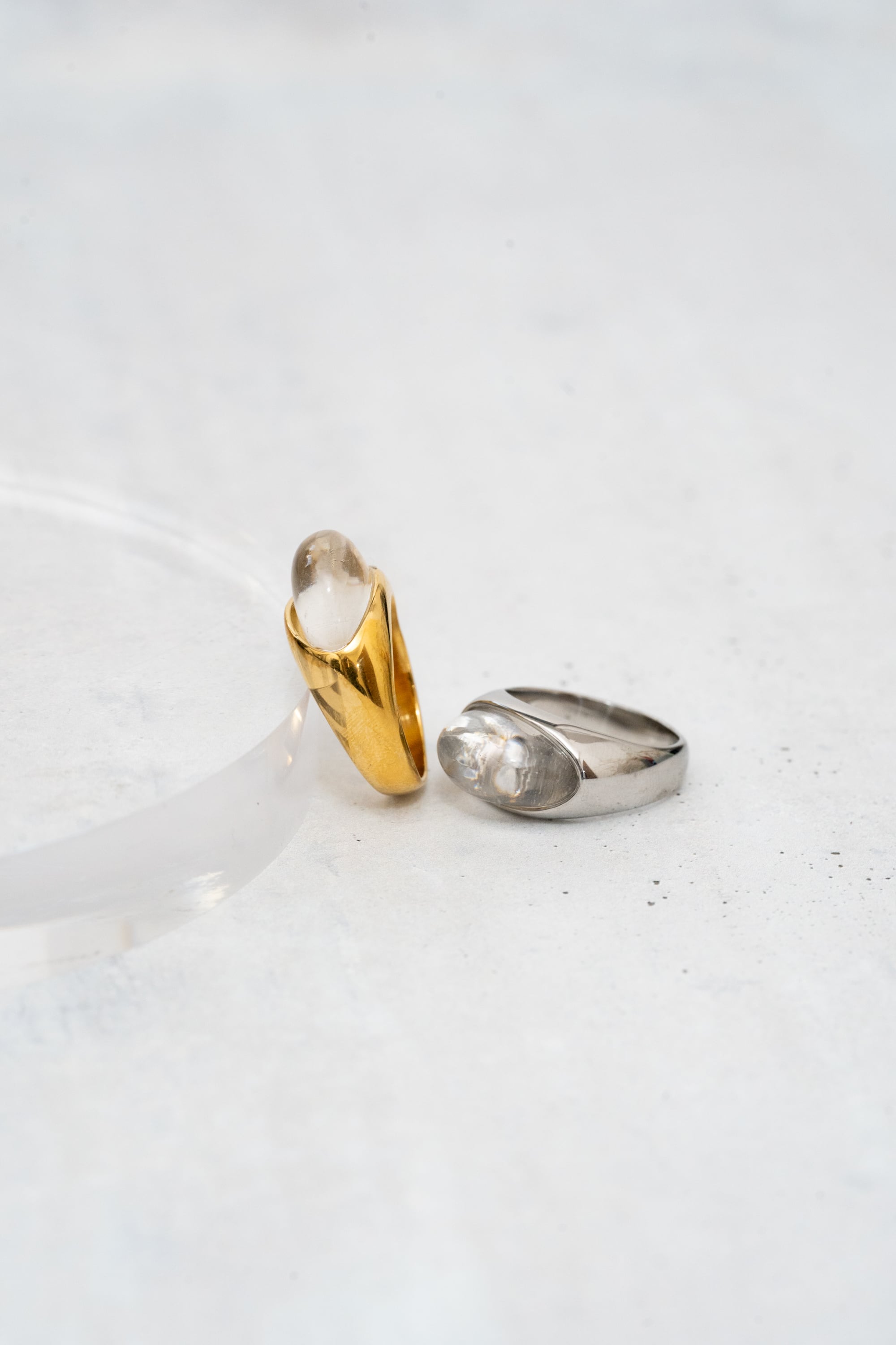 clear stone ring | 金属アレルギー対応のアクセサリー crea.jewelry