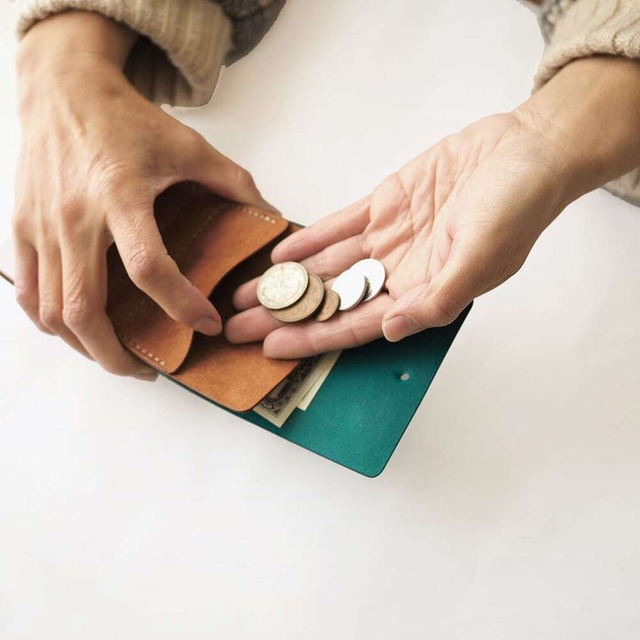 お札を折らない ミニ財布【ブラック×ターコイズ】