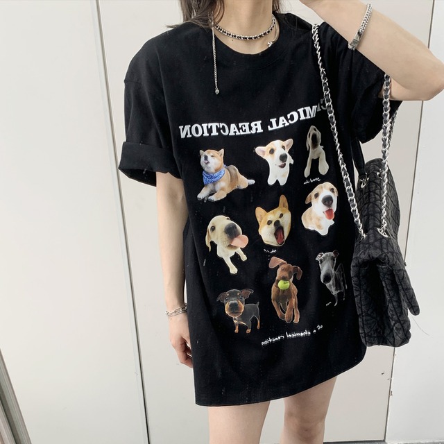 dog print big tee　ドッグプリントビッグティー　J0004
