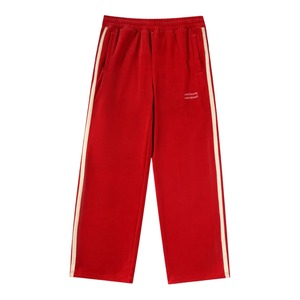 【UNKNOWN LONDON】RED VELOUR TRACK PANTS