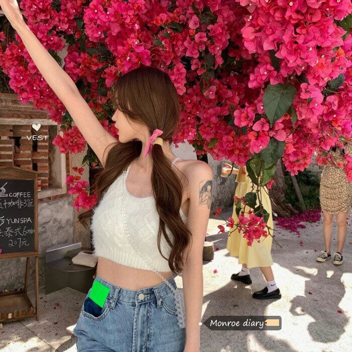 ニットノースリーブショートジャケット トップス モンロー91854483909