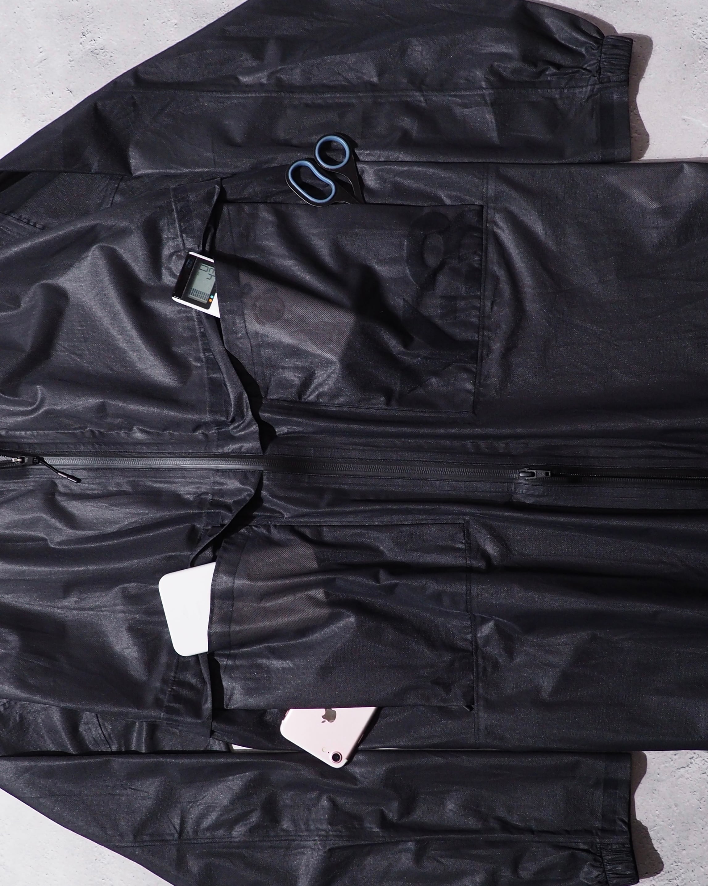 "Y-3(Yohji Yamamoto)" Black sheer Waterproof Nylon Tech Full zip jacket