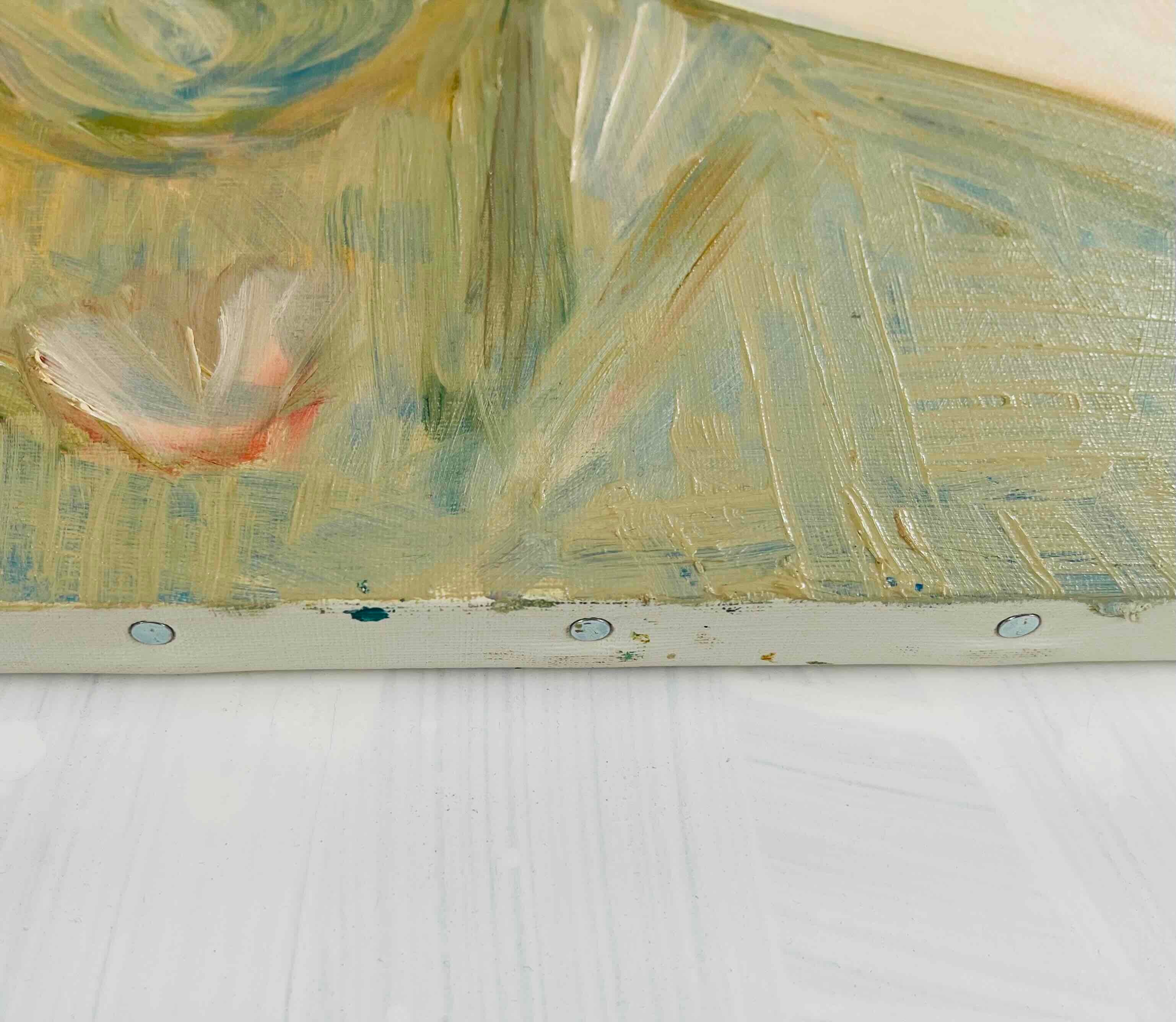 32×41㎝「朝の堤防とあかちゃん。」油彩・原画・F6 32×41㎝「朝の堤防とあかちゃん。」油彩・原画・F6