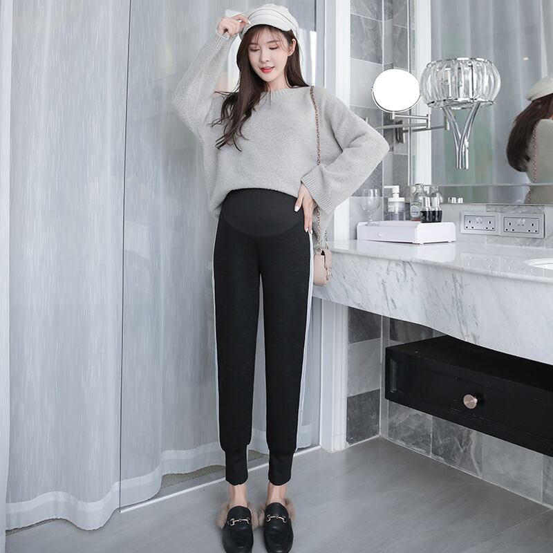 【新作】【送料無料】 マタニティウェア2020秋冬の新しいカジュアルスポーツパンツ、ニットステッチ、ベルベットの厚みのある妊娠中のベリーリフトパンツ-アリババ オータム 秋物 ウィンター 冬物 expec212102819512