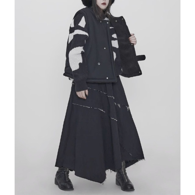 Layered design long skirt C0479