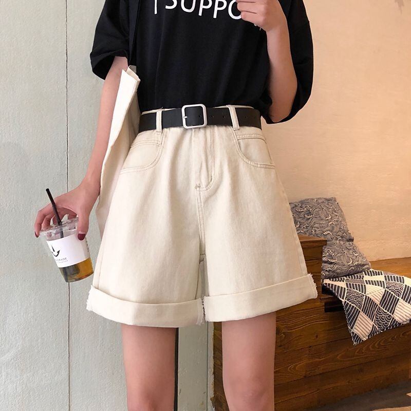 ブラックジーンズ パンツ スプリングオータムハイウェストウェストルーズスリムショーツ 春物 秋物 ブルマー YY-ファッション6605187953