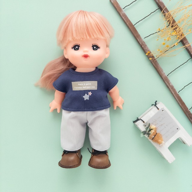 【２点セット】トレーナズボンセット（紺Tグレーズボン）メルちゃんソランちゃん
