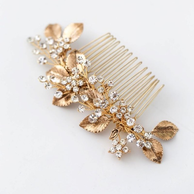 アンティークゴールドリーフヘアコーム