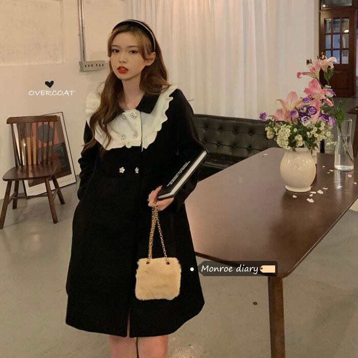 カラーコート レディーススタンダードスタイルウィンタールーズトップス レトロ 冬物 モンロー2239555463