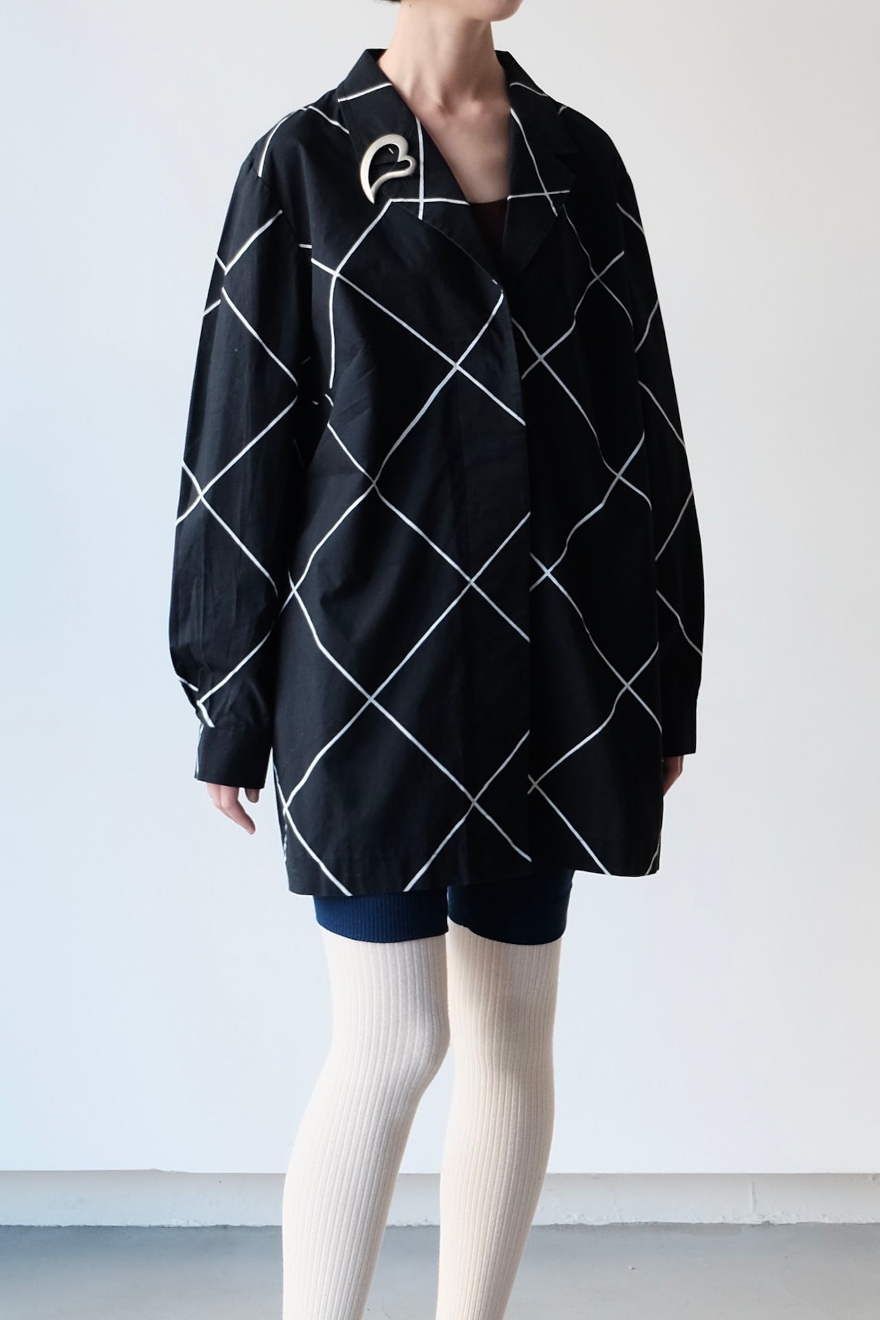 Oversized diamond check shirt jacket