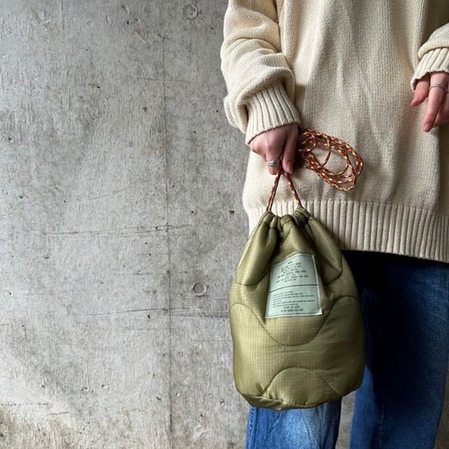 remake quilting mini shoulder bag(gray&orange)