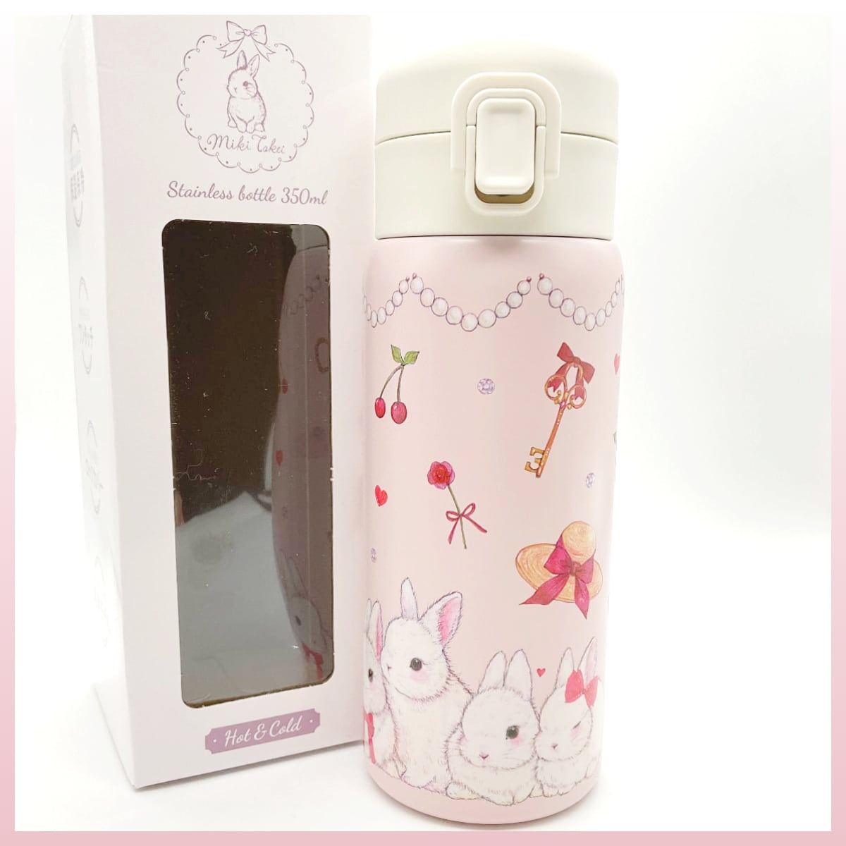 たけいみき ステンレスワンプッシュボトル 350ml うさぎ