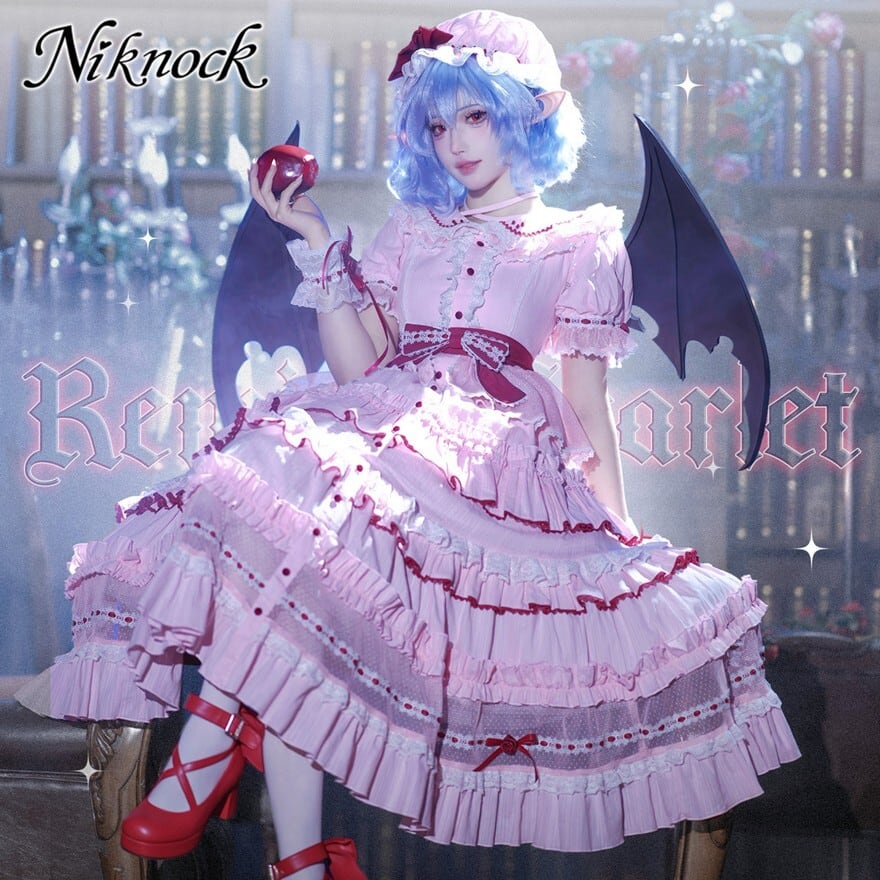 小悪魔風甘ロリ さくらピンクフリルワンピースセット【予約商品】