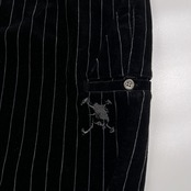 OAKLEY オークリー ベルベット ベロア ストライプ ストレッチ スラックスパンツ サイズ 34 /ブラック系 メンズ ゴルフ スカル刺繍