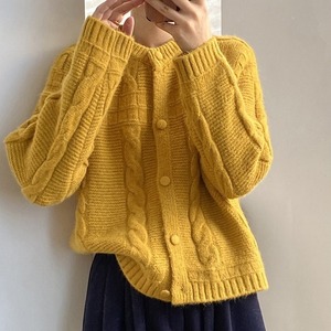 cable-knit round-neck loose cardigan 2litr05842