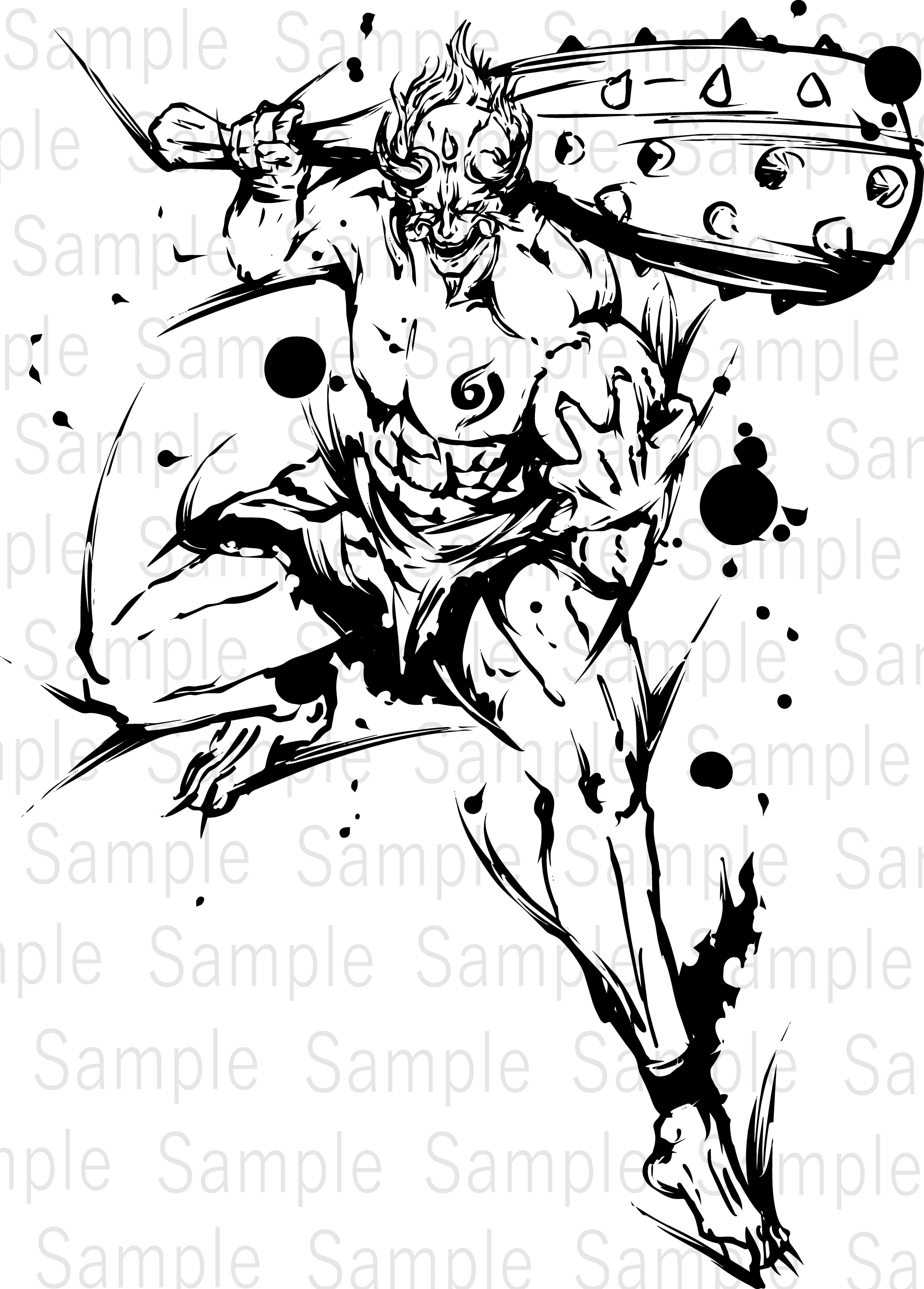 金棒の鬼（Oni with Kanabō） | デジタル墨絵処（Digital Sumi-e Studio）