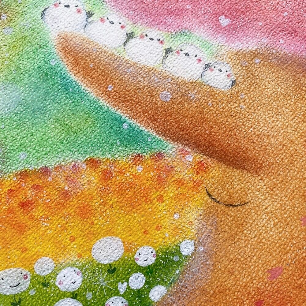 シマエナガと優しい木＊＊＊ホスピタルアート かわいい絵 桜の木