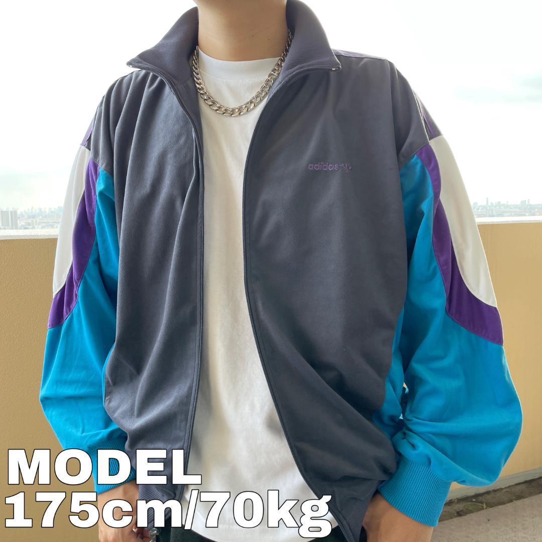 アディダス 80s ロゴ刺繍 トラックジャケット パープル 紫 ブルー 青 白 | fuufu powered by BASE