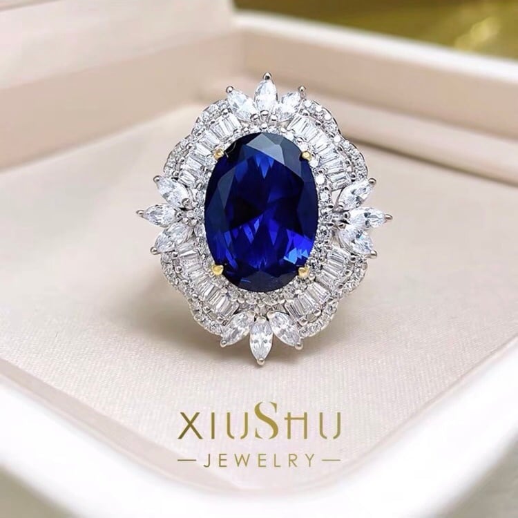 K18WG　3−サファイアOVAL　28−ダイヤモンド　リング　レディース　指輪 K18WG 3−サファイアOVAL 28−ダイヤモンド リング レディース 指輪