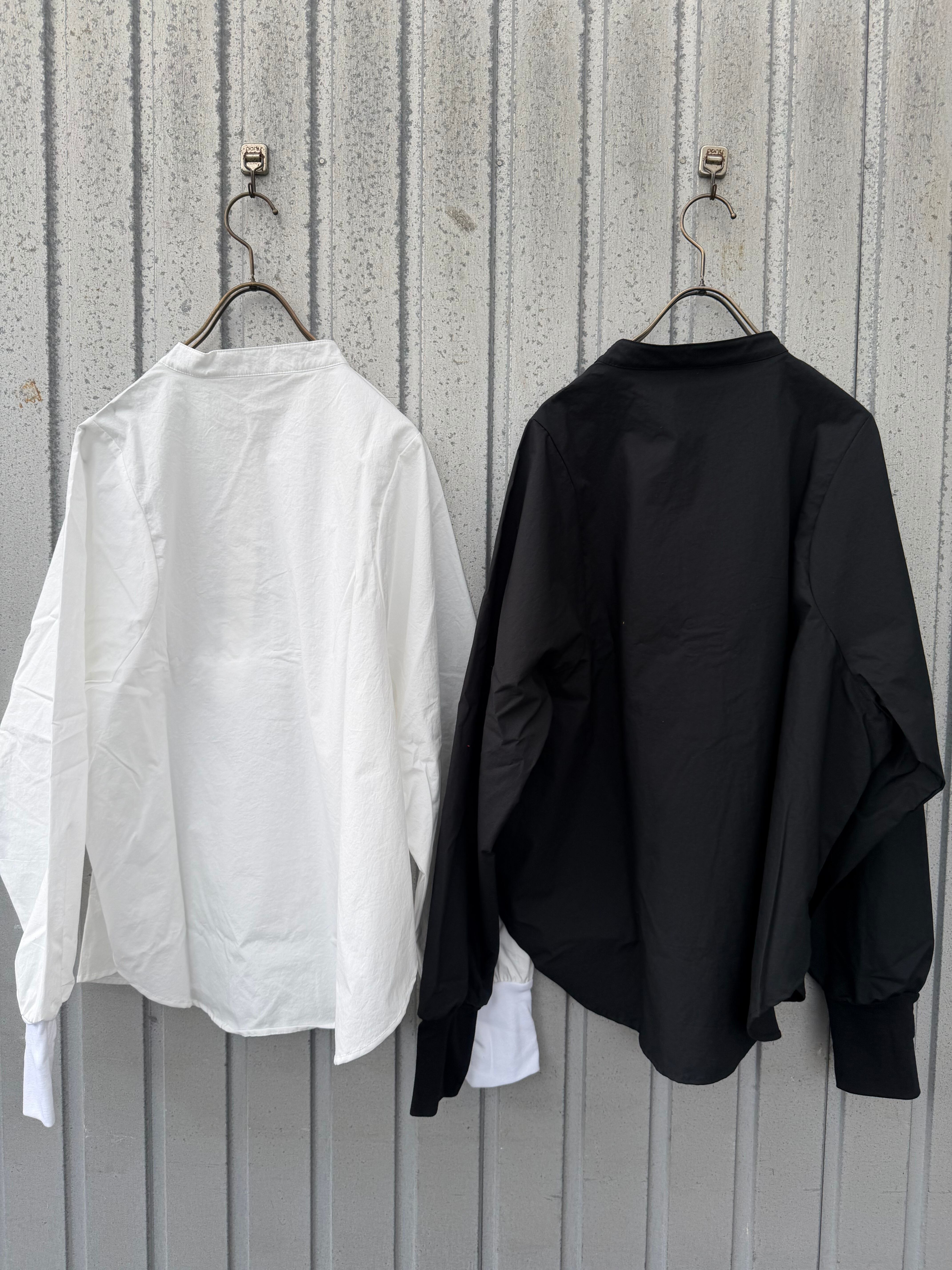 天日干し風ビンテージタイプライター ヘンリーネックシャツ/NARU