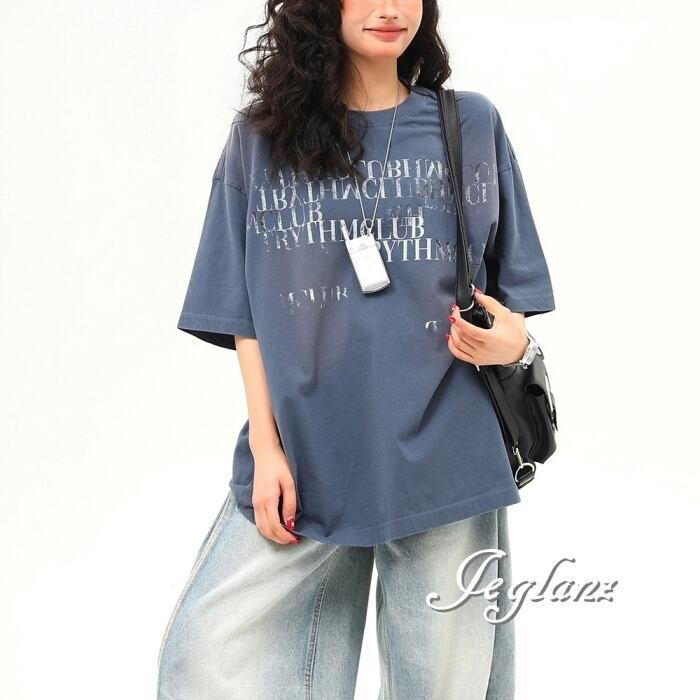 2色 フェード ウオッシュド バック ロゴ Tシャツ ユニセックス (MC608)ρ