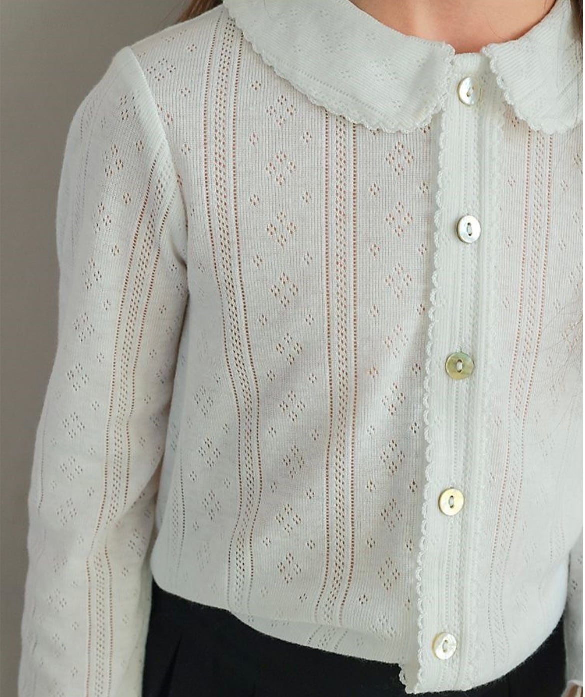 【 即納 】(90〜100)インナーに必須! 丸襟トップス レーストップス 誕生日におすすめ