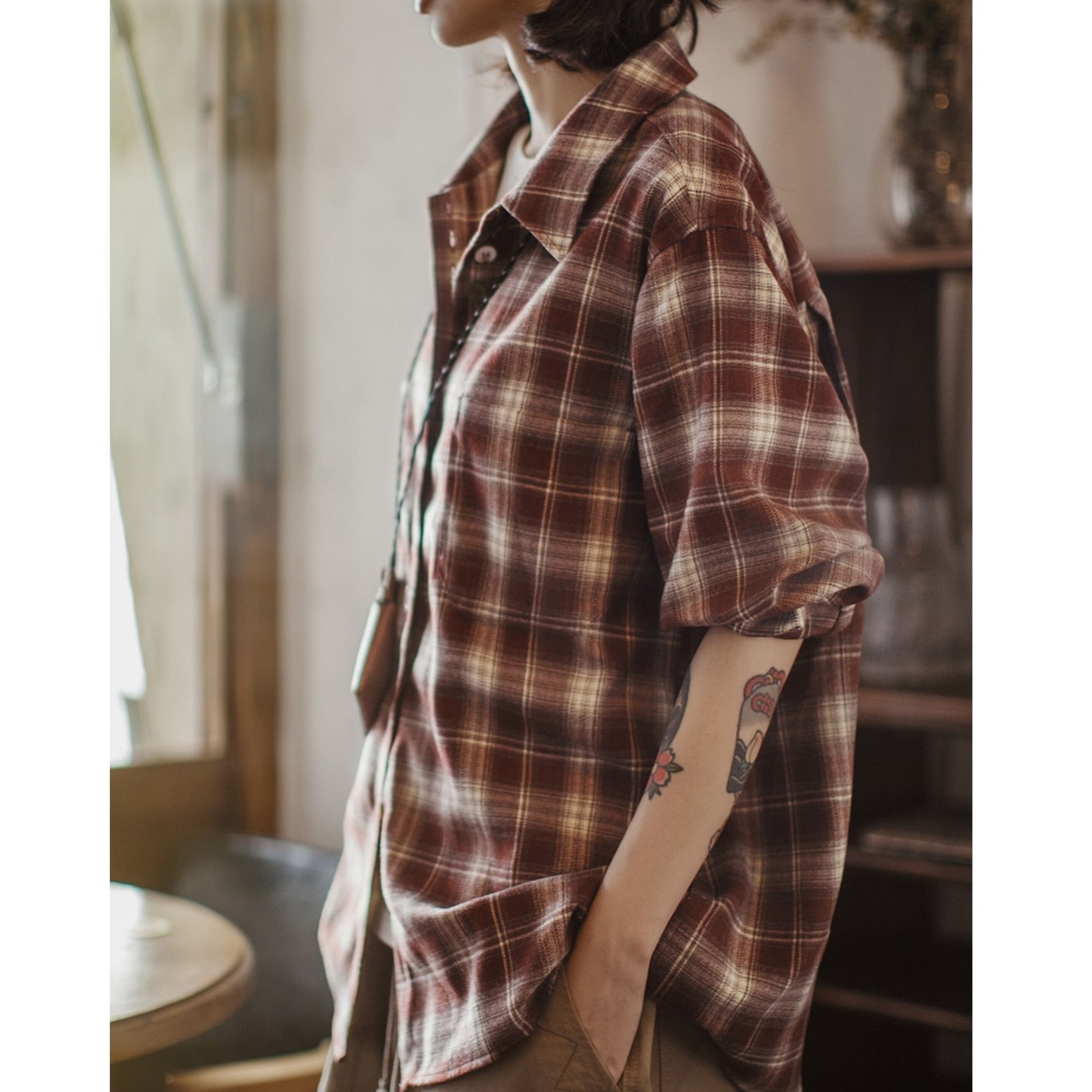 Reddish Brown Plaid Shirt / レディッシュ ブラウン チェック シャツ