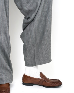HED MAYNER "TWO TUCK TROUSERS GREY PAINT STRIPE "