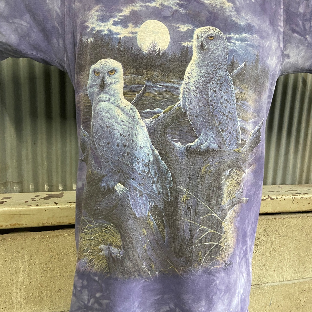 90年代 THE MOUNTAIN タイダイ染め ふくろう アニマルプリントTシャツ 